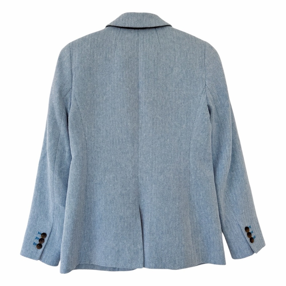 J. Crew Factory Herringbone One Button Blue White Blazer Size 4 - Picture 8 of 12